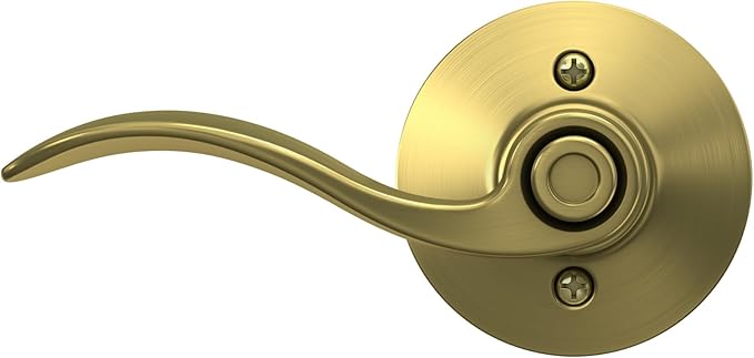 Schlage F40 ACC 608 Accent Door Lever, Bed & Bath Privacy Lock, Satin Brass