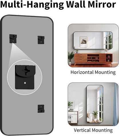 Koonmi Black Framed Bathroom Mirror - 32x72 Inch Shatterproof Tempered Glass Vanity Mirror for Bathroom Sink, Wall Mounted with Matte Aluminum Alloy Frame, No Distortion, Modern Decor