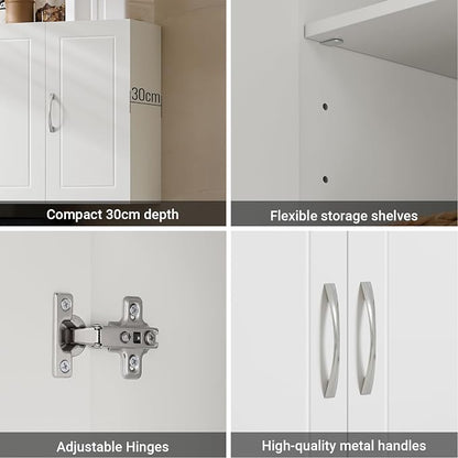 SoBuy Bathroom Wall Cabinet, Large 3-Door, 23.6 x 11.8 x 35.4 in, White | Adjustable Shelf Floating Wall Storage Cabinet, Multi-Scene Bathroom Cabinet For Laundry, Kitchen & Garage, FRG231-L-W