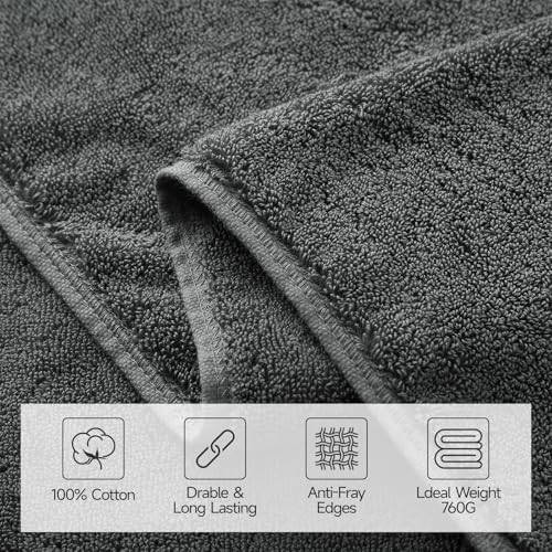 REDKISS 2 Pack Large Bath Towels Set, 100% Cotton, 32x63 in, Heavyweight 760G, Highly Absorbent & Quick Dry, Super Soft Luxury Towels for Bathroom,Hotel Collection - Gray Green