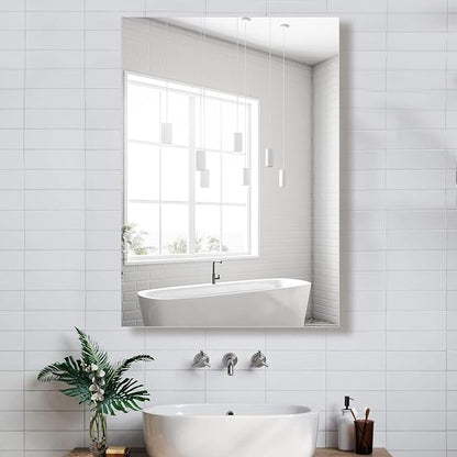 Bathroom Medicine Cabinet, 24x36 inch Mirror Cabinet of Aluminum, Assembly Needed, Surface Mount or Recessed, Medicine Cabinet with Mirror, Adjustable Glass Shelves, Waterproof for Bathroom