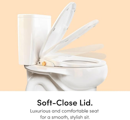 TUSHY Oasis Non-Electric Warm Water Bidet Seat (Round) | Self-Cleaning Dual Nozzles, Adjustable Temp & Pressure | 10-Min DIY Install, Soft-Close Lid, Sleek Design, Spa-Like Comfort, Bamboo Knob