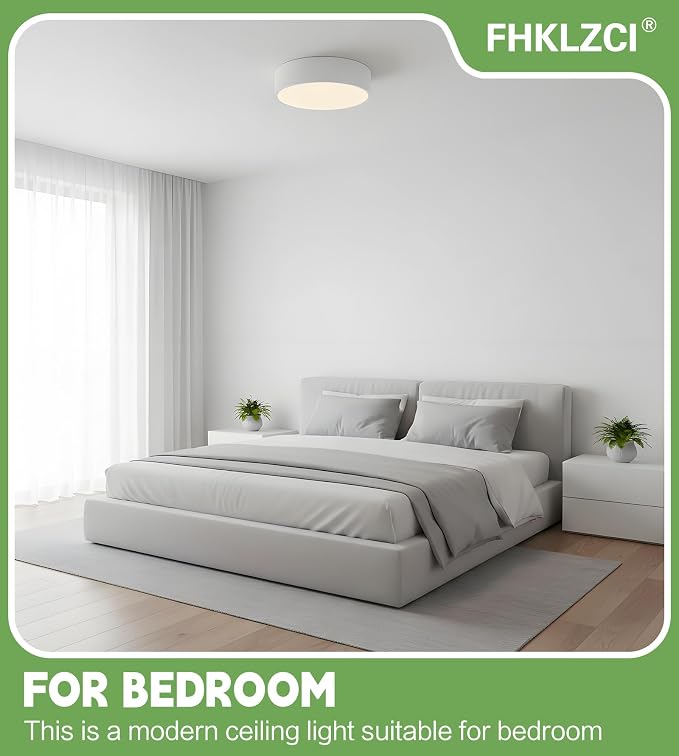 Modern LED Round Flush Mount Ceiling Light Fixture,White,11.81 inch | Dimmable,24Watts,Bright Adjustment,5CCT 3000K/3500K/4000K/5000K/6000K,Matte,Metal,for Kitchen,Bedroom,Bathroom,Hallway,Closet