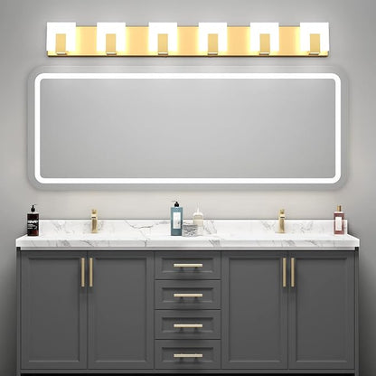 Aipsun Gold Vanity Lighting Fixtures Modern Vanity Lights LED 6 Lights Bathroom Vanity Light Up and Down Wall Light Fixtures 6000K