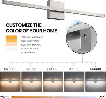 Epinl Brushed Nickel Bathroom Light Fixture Over Mirror 31.5 inch Modern Vanity Light Fixture 22W 5CCT Dimmable Light Bar LED Lighting Fixture for Bathroom Bedroom