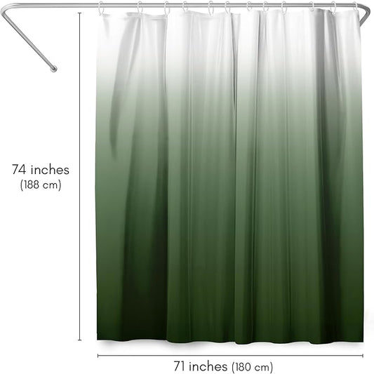 Americanflat 71x74 Green Ombre Shower Curtain - Water-Resistant Long Shower Curtain with Durable Metal Grommets and 12 Hooks - 100% Polyester