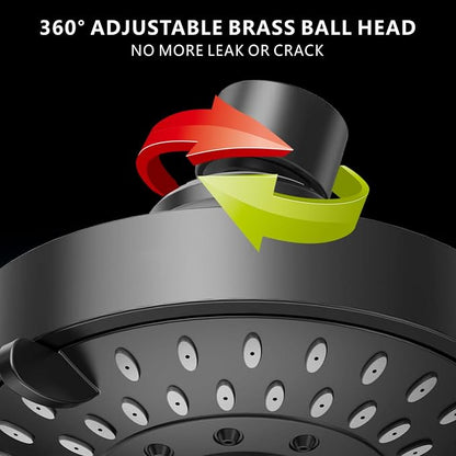 High Pressure Shower Head - 5 Spray Modes Powerful Pressure Boosting Showerhead For Bathroom - High Flow Fixed Showerheads (Matte Black)