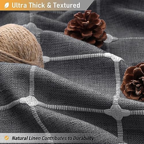 BTTN 60x72 Boho Linen Heavy Duty Fabric Shower Curtain Set, Charcoal Gray