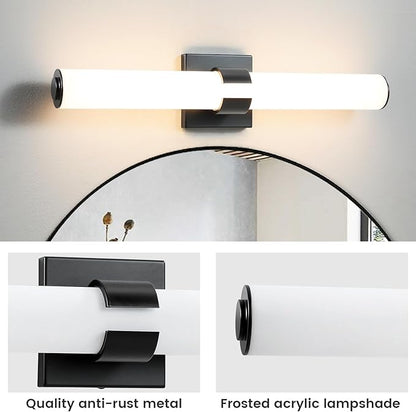 Black Vanity Lights for Bathroom, 22.8 Inch LED Vanity Light Modern Bathroom Light Fixtures, 18W Sconces Wall Lighting with Acrylic Shade for Mirror Bedroom Living Room Hallway 3000K