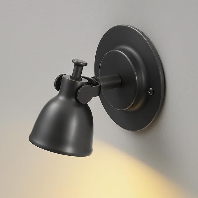 Black Small Wall Sconce Hardwired Single - Matte Brass Mini Bell Light | Adjustable Vintage Indoor Fixture with Dimmable Bulb,for Bedside Reading Bedroom Hallway Kitchen Vanity Gallery Picture Light
