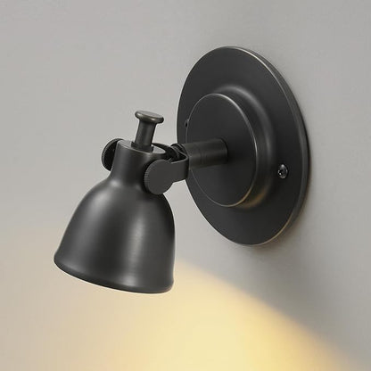 Black Small Wall Sconce Hardwired Single - Matte Brass Mini Bell Light | Adjustable Vintage Indoor Fixture with Dimmable Bulb,for Bedside Reading Bedroom Hallway Kitchen Vanity Gallery Picture Light