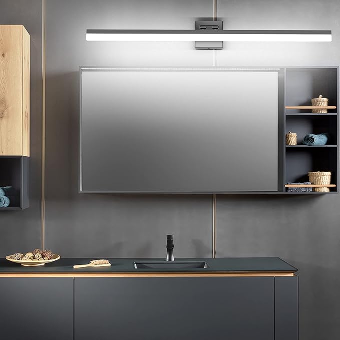 Ralbay 40" Modern LED Matte Black Bathroom Vanity Light 24W Adjustable Black Vanity Lighting Modern LED Bathroom Vanity Light Fixtures Over Mirror (6000K Cool White Light)