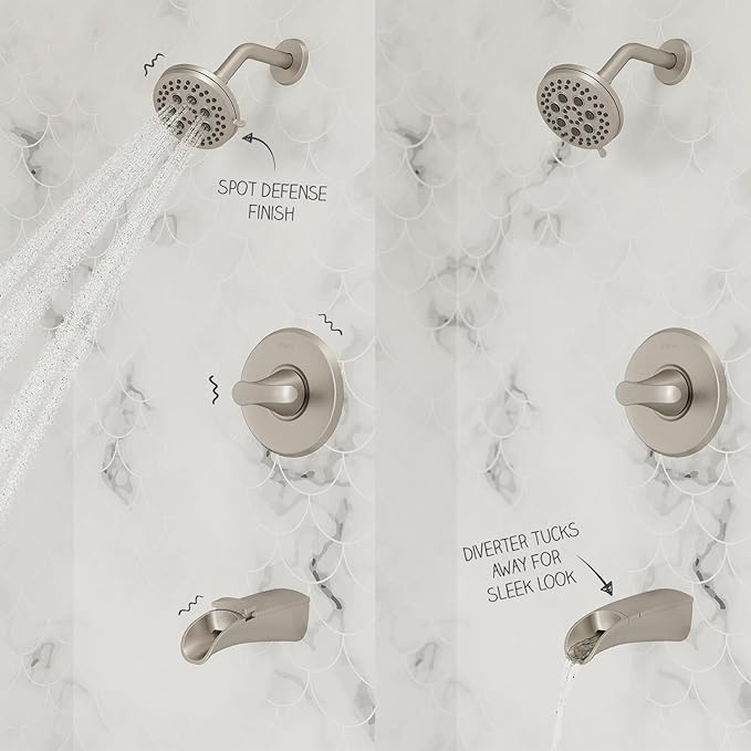 Pfister 8P8-WS2-JDSGS Jaida 1-Handle Tub & Shower Faucet with Adjustable Spray Width In Spot Defense Brushed Nickel