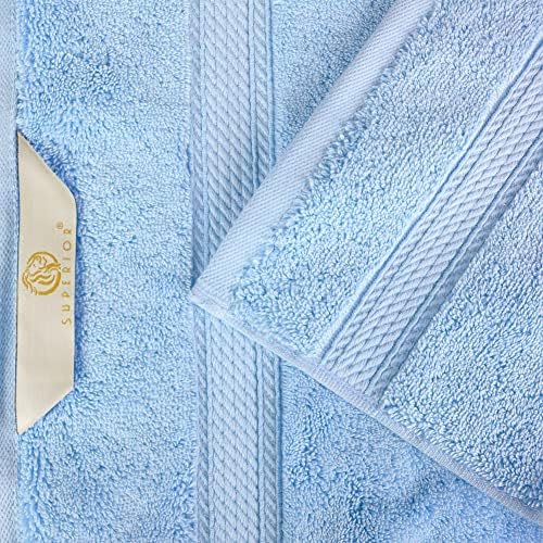SUPERIOR Egyptian Cotton Plush & Absorbent, Hand Towel Set of 4, Light Blue