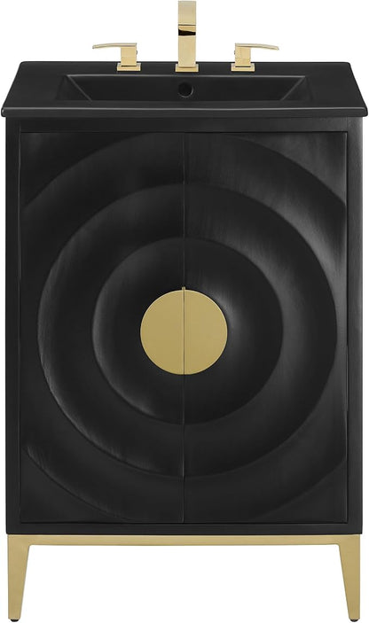 Modway Beau 24 Inch Wood Bathroom Vanity Cabinet in Black Black