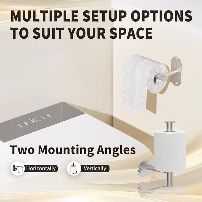 5-Piece Bathroom Hardware Set, Adhesive or Drill Wall Mount, Nickel | Adjustable Towel Bar, Toilet Paper Holder, Towel Ring, 2 Towel Hook, 304 Stainless Steel Bathroom Accessories Set