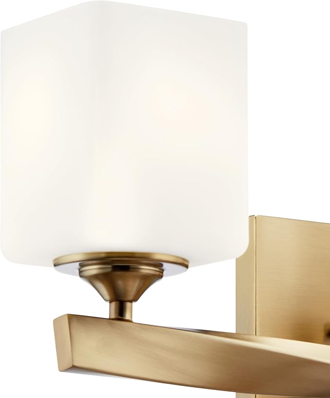 Kichler Marette 23 inch 3 Light Vanity Light with Satin Etched Cased Opal Glass in Champagne Bronze for Bathroom and Powder Room, (23" W x 8.25" H x 6" Ext), 55002CPZ