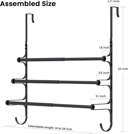CANYAVE Over The Door Towel Rack, Over Door Towel Rack for Bathroom Door, Triple Towel Storage Holder with Hooks (Matte Black)