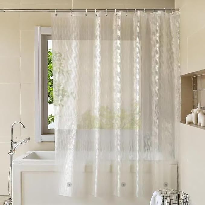 Shower Curtain Liner, 100% Waterproof Eva Shower Curtains with 3 Duty Heavy Bottom Magnets and 12 Rust Proof Grommets, 72x72 Weighted Shower Liner for Shower Stall, Bathtubs