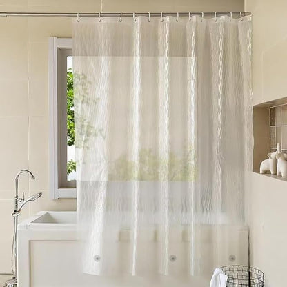 Shower Curtain Liner, 100% Waterproof Eva Shower Curtains with 3 Duty Heavy Bottom Magnets and 12 Rust Proof Grommets, 72x72 Weighted Shower Liner for Shower Stall, Bathtubs