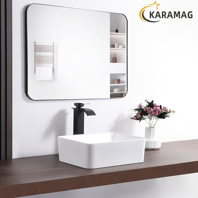 White Vessel Sink Rectangle 16"x12" Bathroom Sink Rectangular Modern Above Counter 16 Inch Small Bathroom Sinks White Porcelain Ceramic Vessel Vanity Sinks Art Basin
