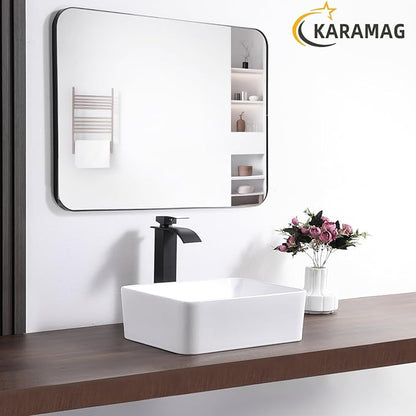 White Vessel Sink Rectangle 16"x12" Bathroom Sink Rectangular Modern Above Counter 16 Inch Small Bathroom Sinks White Porcelain Ceramic Vessel Vanity Sinks Art Basin
