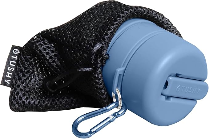 TUSHY Travel Bidet: Collapsible & Expandable for Discreet Portability, Refreshing Clean for Home, Camping, Outdoors & Travel (Helps Hemorrhoid Relief, Peri Bottle for Postpartum Care) (Glacier)