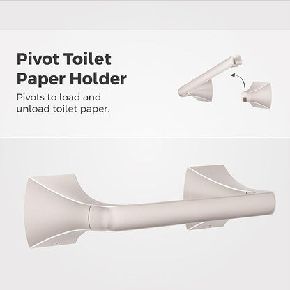 Pfister Bruxie Toilet Paper Holder, Bathroom Tissue Roll Holder, Wall-Mounted, Screw-in, Spot Defense Brushed Nickel Finish, BPHBIE0GS
