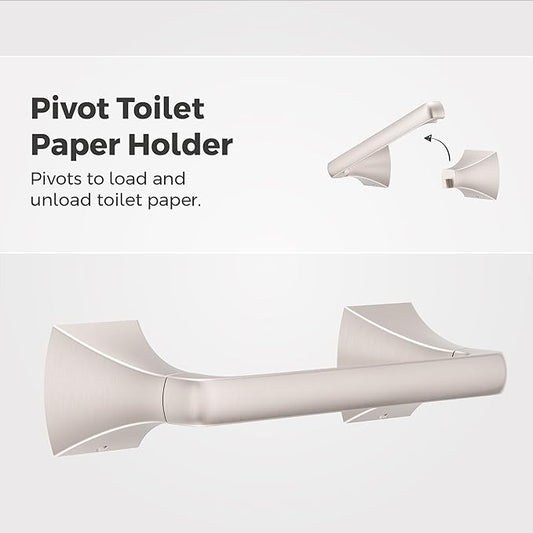 Pfister Bruxie Toilet Paper Holder, Bathroom Tissue Roll Holder, Wall-Mounted, Screw-in, Spot Defense Brushed Nickel Finish, BPHBIE0GS