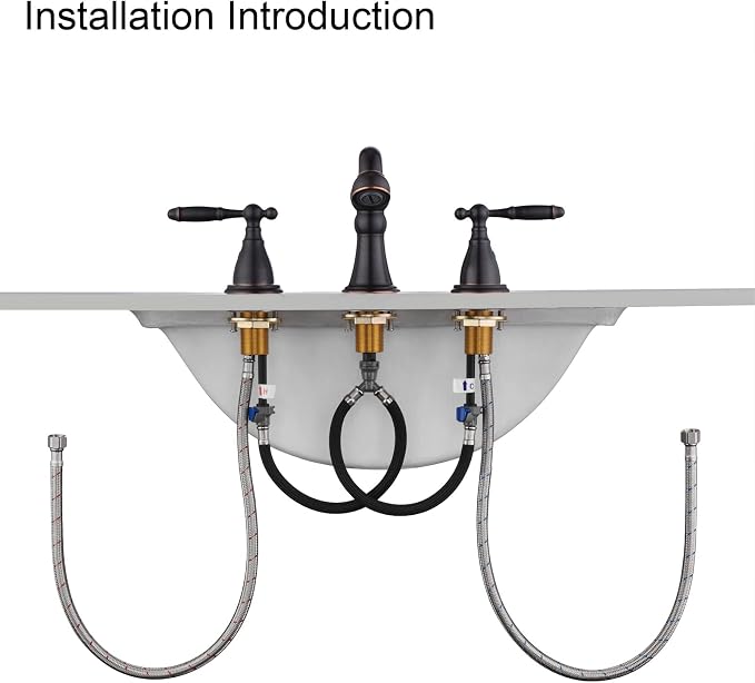 RKF Bathroom Faucets for Sink 3 Oil Rubber Bronze Hole 8 inch Widespread Bathroom Sink Faucet with Drain Double Lever Handle Faucet Bathroom Vanity Faucet Basin Mixer Tap WF013-ORB