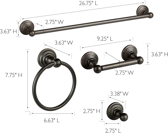 Design House 188649 Calisto 4-Piece Bathroom Accessory Kit, Oil Rubbed Bronze