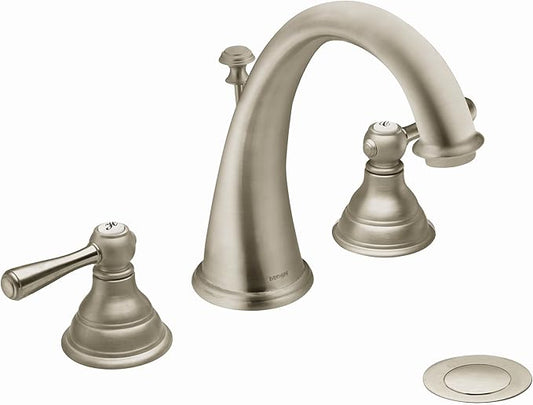 Moen Kingsley Brushed Nickel Two-Handle Widespread High-Arc Bathroom Faucet, Valve Required, T6125BN
