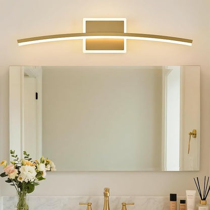 Benkut Modern LED Wall Sconce Gold Light Fixtures Over Mirror Modern Bath Wall Lighting for Bathroom, Dimmable Vanity Light for Bathroom(5CCT 23.6Inch)