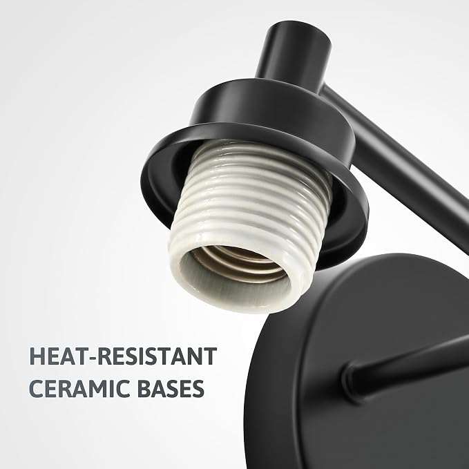 VONLUCE 4 Light Bathroom Vanity Light Fixtures, Black Finish | Globe Glass Shades, E26 Sockets, Easy to install, Vanity Lights for Bedroom Hallway Living Room