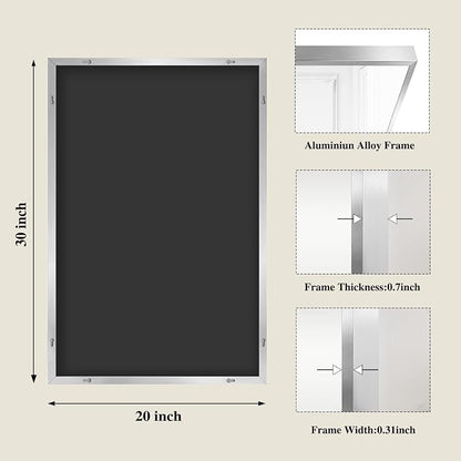 Koonmi Silver Rectangle Wall Mirror, 20x30 Inch Bathroom Mirror, Aluminum Frame Vanity Mirror for Entryway, Living Room, Bedroom Bathroom, Hangs Horizontally or Vertically