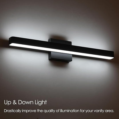 LED Modern Bathroom Vanity Light Fixtures (24-Inch, Cool White 6000K), Modern Acrylic Bathroom Wall Lighting Fixtures for Bathroom Over Mirror, Matte Black