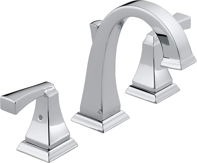 Delta Dryden Chrome Bathroom Faucet 3 Hole, 8 Inch Widespread Bathroom Sink Faucet for Vanity, Metal Push-Pop Drain Assembly, Chrome 3551-MPU-DST