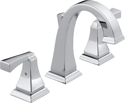 Delta Dryden Chrome Bathroom Faucet 3 Hole, 8 Inch Widespread Bathroom Sink Faucet for Vanity, Metal Push-Pop Drain Assembly, Chrome 3551-MPU-DST