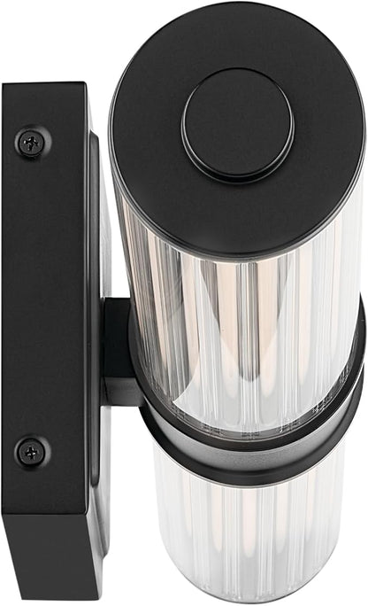 Kichler Laurene 18.5" LED Small Linear Bath Bar with Clear Fluted Glass in Black, for Vanity, Hallways, Buffet, Fireplace, (18.5" W x 5" H) 55195BKLED