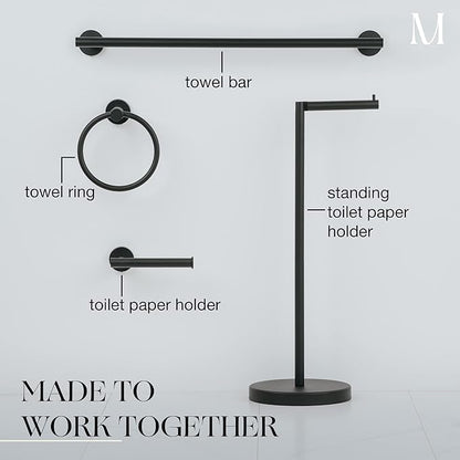 MARMOLUX ACC Matte Black Towel Ring - SUS304 Stainless Steel Wall Mounted Hand Towel Holder for Bathroom - Kitchen & Bathroom Towel Rack - Black Towel Hanger - Bathroom Towel Holder - Hand Towel Rack
