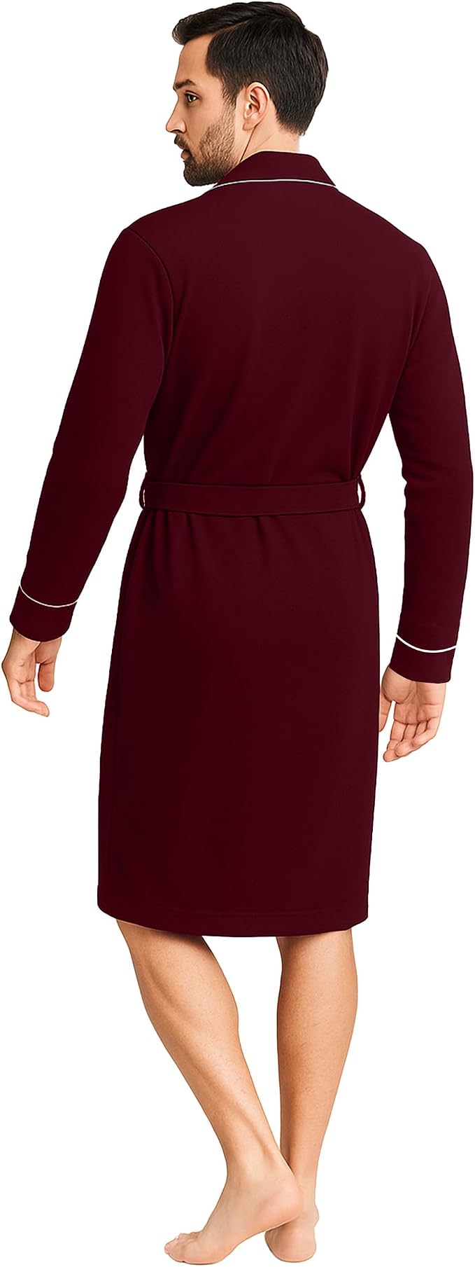 Cotton Blend Lightweight Knit Robe for Men Soft Loungewear Bathrobe