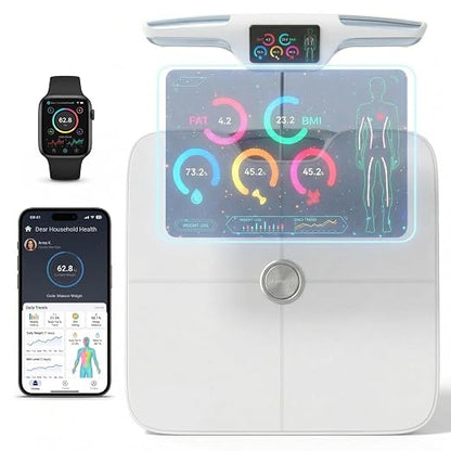 Premium Smart Digital Body Weight Scale - 8 Electrodes – 56+Metrics -Rechargeable- WiFi & Bluetooth - Full Body Analysis -Track Body Fat, Muscle Mass, Fat Percentage, Sleek Design