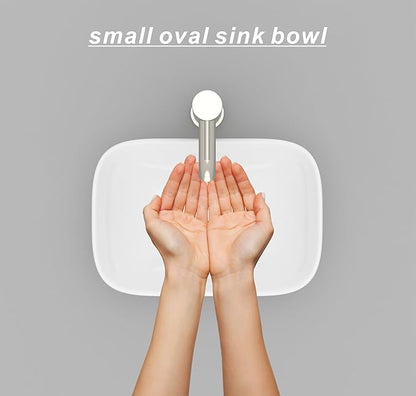 J-FAMILY 14.5'' x 10'' Bathroom Small Vessel Sink Above Counter White Porcelain Ceramic Sink Bowl Small Vanity Sink Lavatory Wash Basin