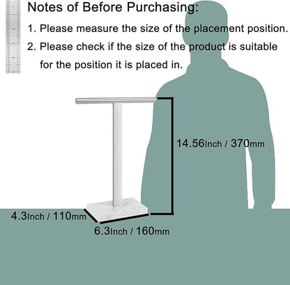 Hand Towel Holder, T-Shape Hand Towel Stand for Bathroom, Hand Towel Rack Bar Standing for Vanity Kitchen Countertop, 304 Stainless Steel (Marble Base, Brushed)