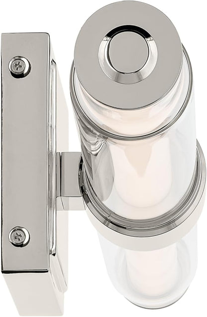 Kichler Laurene LED Bath Bar Light, Polished Nickel | Linear vanity light with clear glass for mirrors and vanities (18.5" x 5"), 55237PNLED