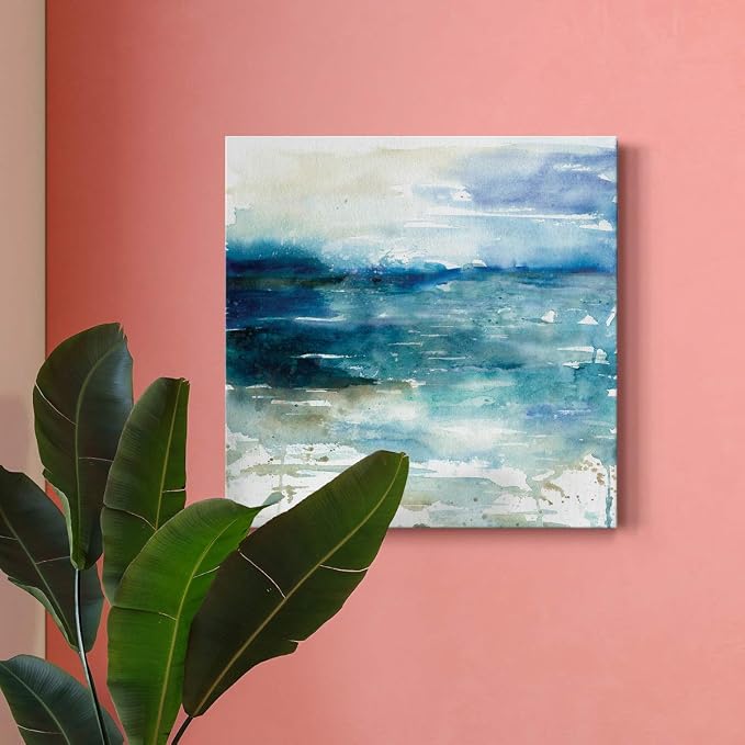 Renditions Gallery Ocean Break Wall Art, Premium Gallery Wrapped Canvas Decor, Ready to Hang, 16 in H x 16 in W, Made in America Print