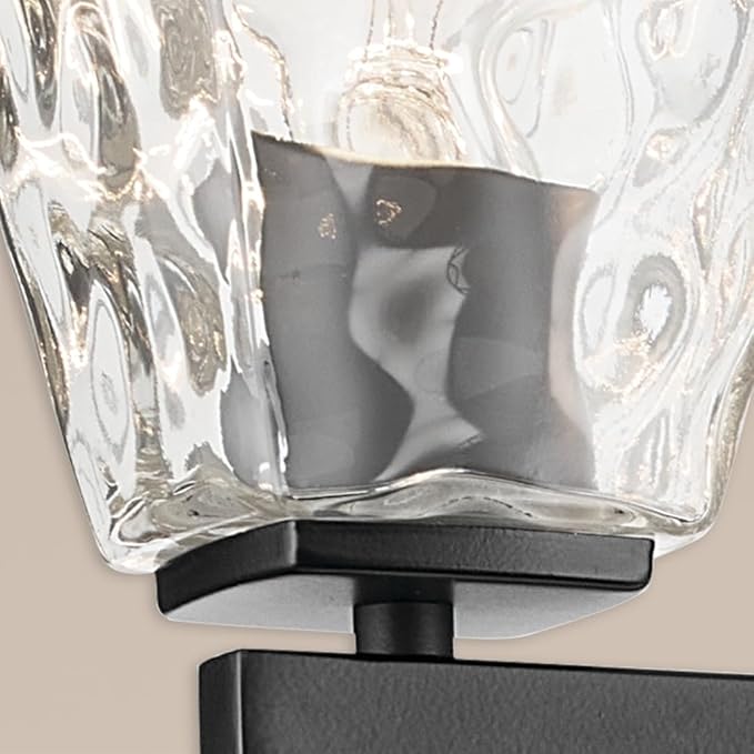 Kichler Marant 33.25" 4-Light Vanity Light with Clear Water Glass in Black, for Bathroom, Powder Room, Over a Mirror, (33.25" W x 9.5" H), 55217BKWTR