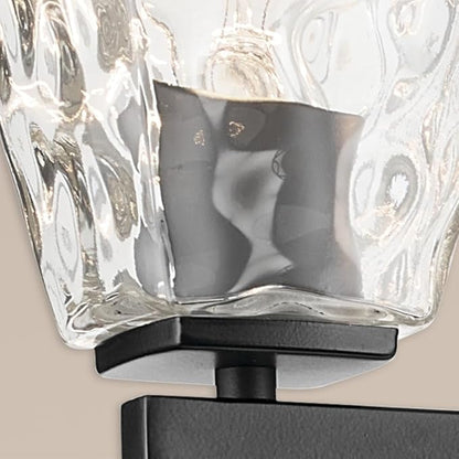 Kichler Marant 33.25" 4-Light Vanity Light with Clear Water Glass in Black, for Bathroom, Powder Room, Over a Mirror, (33.25" W x 9.5" H), 55217BKWTR