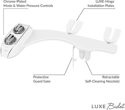 LUXE Bidet NEO 185 Plus Chrome and LUXE Elongated Toilet Seat Bundle