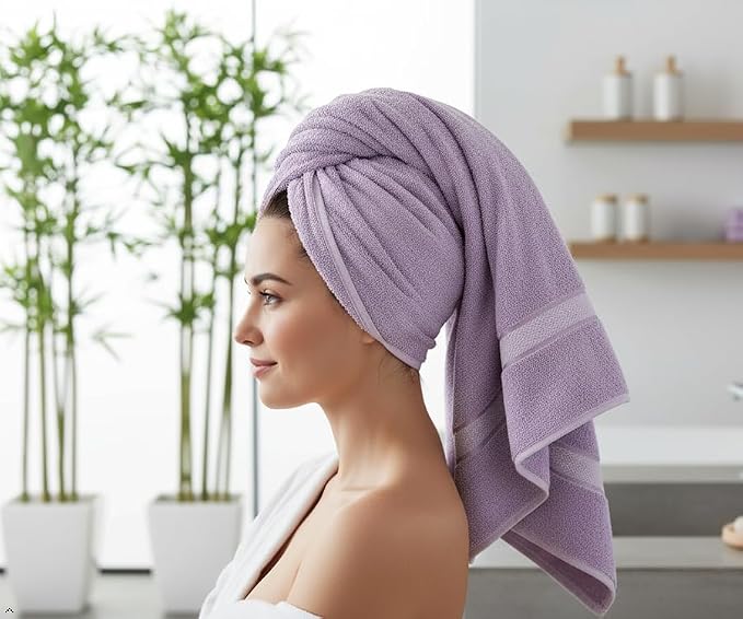 6 Piece 100% Cotton Bath Towel Set - 2 Bath - 2 Hand - 2 Face, Lavender | 100% Cotton • Thick & Plush • Hotel Quality • Ultra Soft • Highly Absorbent • Quick Dry • Low Lint • Machine Washable